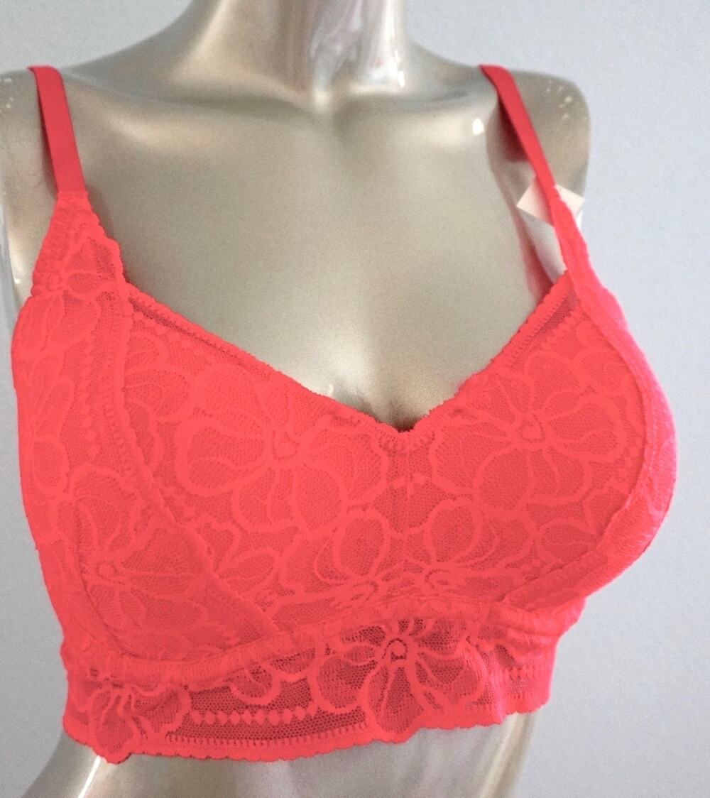 PINK Victoria's Secret Bralette Bra Tropical Lace Push Up Long Line S (D-DD)